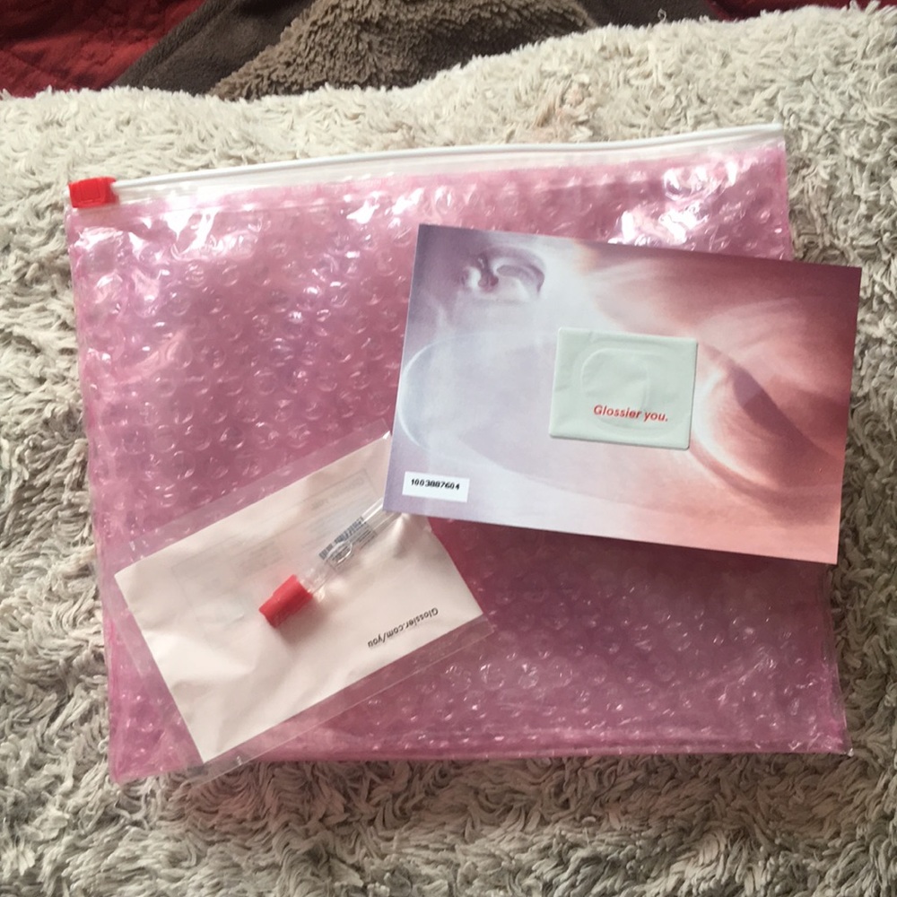 Sample of Glossier You and large bubble bag!